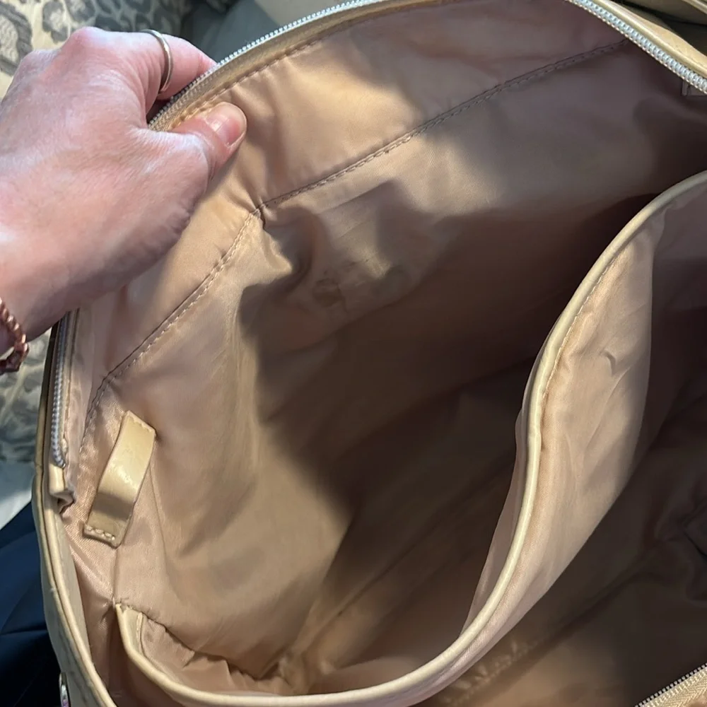 Beis Tan Leather Diaper Bag